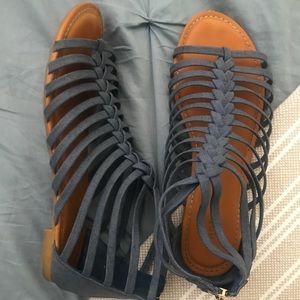 Jean booted sandals